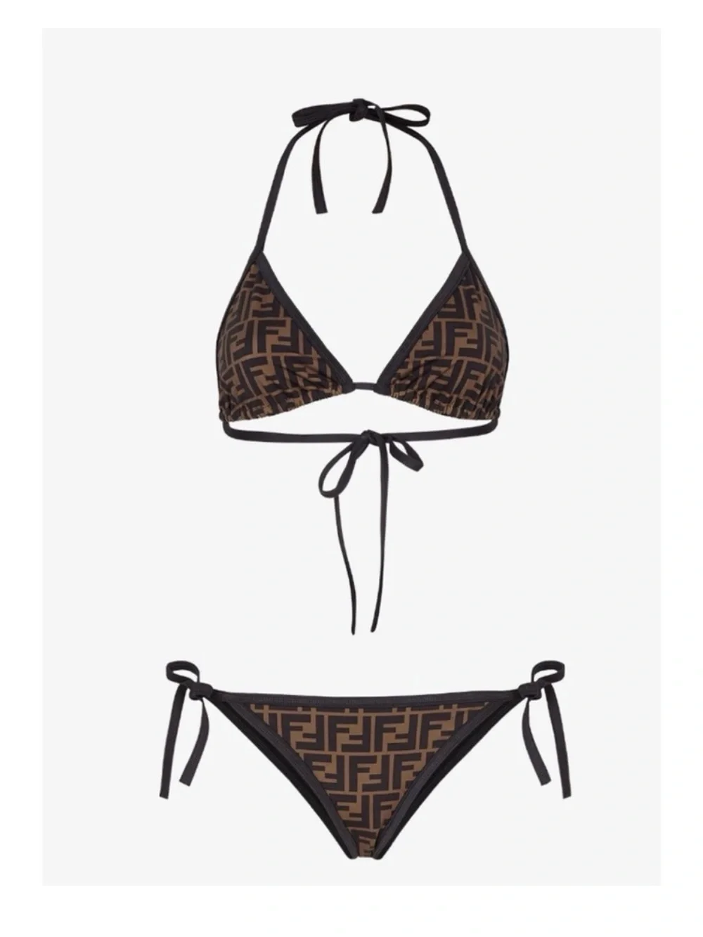 Fendi Brown and Black Monogram Triangle Bikini